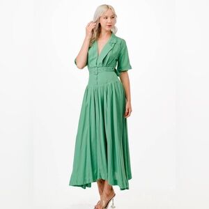 NWT Boutique Aspen Green Belted Maxi Dress
